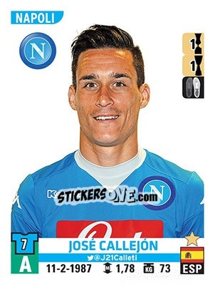 Cromo José Callejón - Calciatori 2015-2016 - Panini