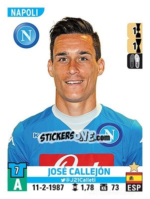 Sticker José Callejón - Calciatori 2015-2016 n. 406 - Panini