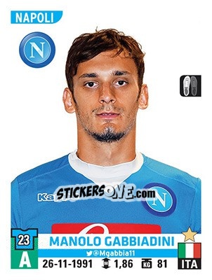 Cromo Manolo Gabbiadini - Calciatori 2015-2016 - Panini
