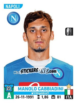 Sticker Manolo Gabbiadini - Calciatori 2015-2016 n. 407 - Panini