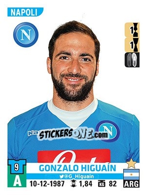 Sticker Gonzalo Higuaín - Calciatori 2015-2016 n. 408 - Panini