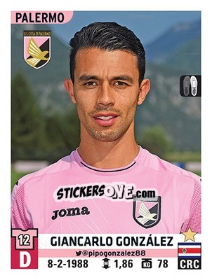 Sticker Giancarlo González - Calciatori 2015-2016 n. 418 - Panini