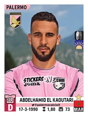 Cromo Abdelhamid El Kaoutari - Calciatori 2015-2016 - Panini