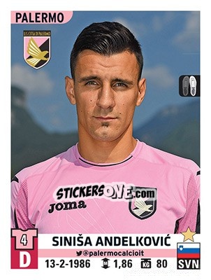 Figurina Siniša Andelkovic - Calciatori 2015-2016 - Panini