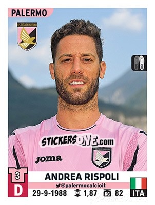 Sticker Andrea Rispoli - Calciatori 2015-2016 n. 424 - Panini