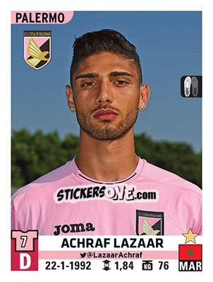 Cromo Achraf Lazaar - Calciatori 2015-2016 - Panini