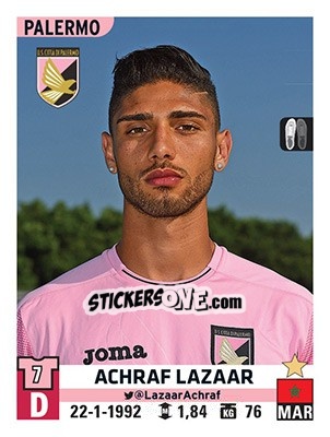 Cromo Achraf Lazaar - Calciatori 2015-2016 n. 425 - Panini