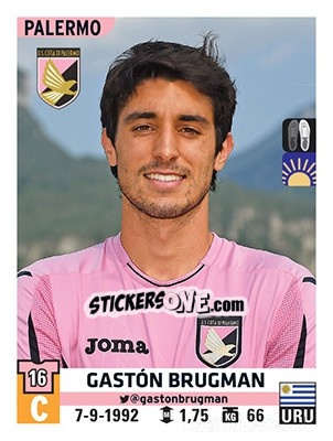 Cromo Gastón Brugman - Calciatori 2015-2016 - Panini
