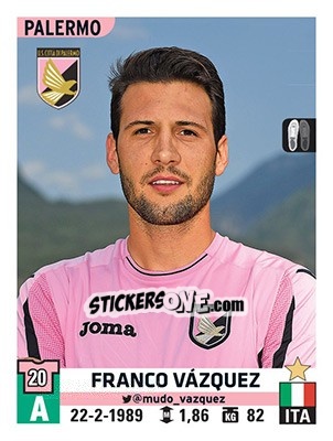 Sticker Franco Vázquez - Calciatori 2015-2016 - Panini