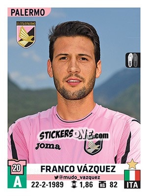 Sticker Franco Vázquez - Calciatori 2015-2016 n. 435 - Panini
