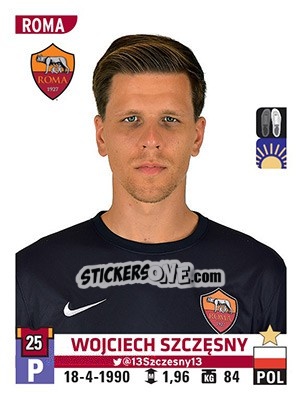 Figurina Wojciech Szczęsny - Calciatori 2015-2016 - Panini
