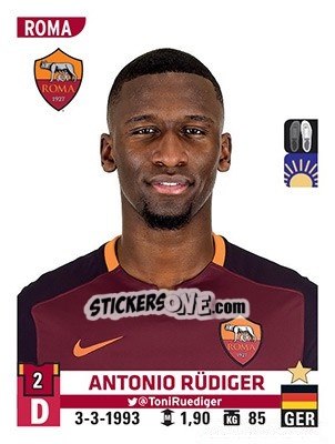 Sticker Antonio Rüdiger - Calciatori 2015-2016 - Panini