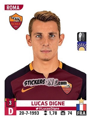 Figurina Lucas Digne - Calciatori 2015-2016 - Panini