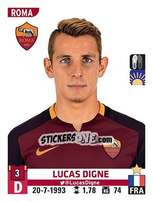 Sticker Lucas Digne - Calciatori 2015-2016 n. 450 - Panini