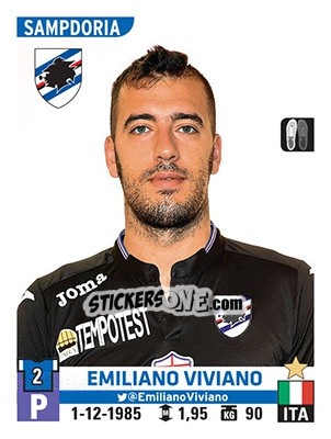 Cromo Emiliano Viviano - Calciatori 2015-2016 - Panini