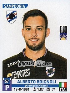 Cromo Alberto Brignoli - Calciatori 2015-2016 - Panini