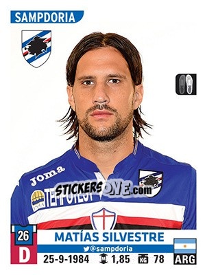 Sticker Matías Silvestre - Calciatori 2015-2016 n. 476 - Panini