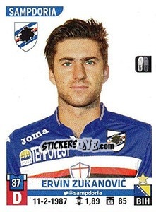 Sticker Ervin Zukanovic - Calciatori 2015-2016 - Panini