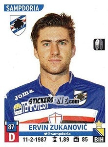 Sticker Ervin Zukanovic - Calciatori 2015-2016 n. 478 - Panini