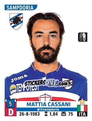 Sticker Mattia Cassani - Calciatori 2015-2016 n. 480 - Panini