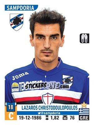 Sticker Lazaros Christodoulopoulos - Calciatori 2015-2016 n. 484 - Panini