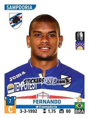 Cromo Fernando - Calciatori 2015-2016 n. 486 - Panini