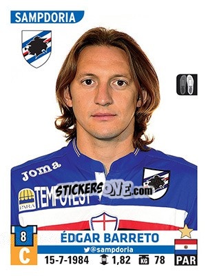 Figurina Édgar Barreto - Calciatori 2015-2016 - Panini