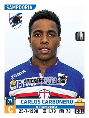 Figurina Carlos Carbonero - Calciatori 2015-2016 - Panini