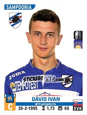 Cromo Dávid Ivan - Calciatori 2015-2016 n. 490 - Panini