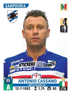 Sticker Antonio Cassano - Calciatori 2015-2016 n. 493 - Panini