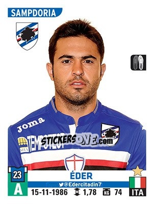 Figurina Éder - Calciatori 2015-2016 - Panini