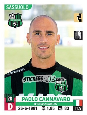 Cromo Paolo Cannavaro - Calciatori 2015-2016 - Panini