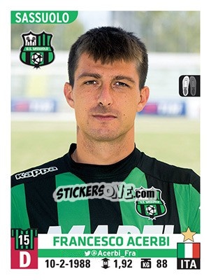 Sticker Francesco Acerbi - Calciatori 2015-2016 n. 506 - Panini