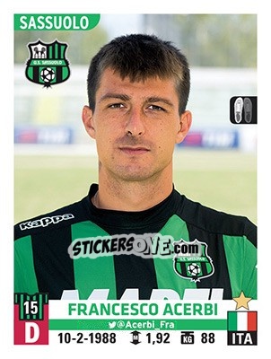 Sticker Francesco Acerbi - Calciatori 2015-2016 - Panini