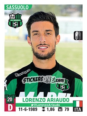 Cromo Lorenzo Ariaudo - Calciatori 2015-2016 - Panini