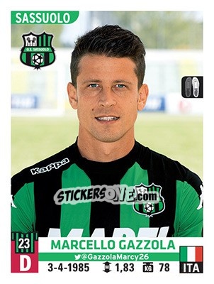 Figurina Marcello Gazzola - Calciatori 2015-2016 - Panini