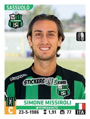 Sticker Simone Missiroli - Calciatori 2015-2016 n. 517 - Panini