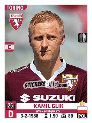 Figurina Kamil Glik - Calciatori 2015-2016 - Panini