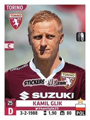 Sticker Kamil Glik - Calciatori 2015-2016 n. 534 - Panini