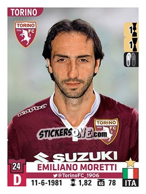 Figurina Emiliano Moretti - Calciatori 2015-2016 - Panini