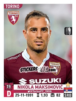 Sticker Nikola Maksimovic - Calciatori 2015-2016 n. 537 - Panini