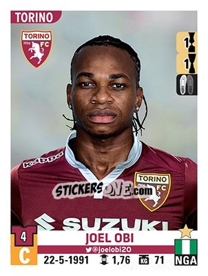 Sticker Joel Obi - Calciatori 2015-2016 n. 544 - Panini