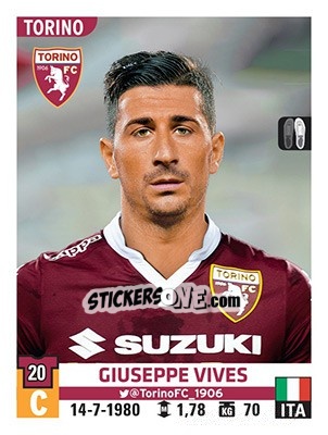 Sticker Giuseppe Vives - Calciatori 2015-2016 n. 546 - Panini