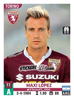 Sticker Maxi López - Calciatori 2015-2016 - Panini