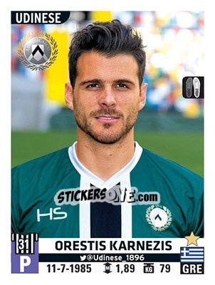 Sticker Orestis Karnezis - Calciatori 2015-2016 - Panini