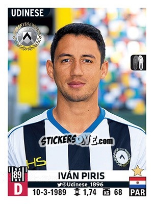 Sticker Iván Piris - Calciatori 2015-2016 n. 566 - Panini