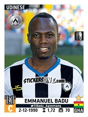 Sticker Emmanuel Badu - Calciatori 2015-2016 n. 575 - Panini