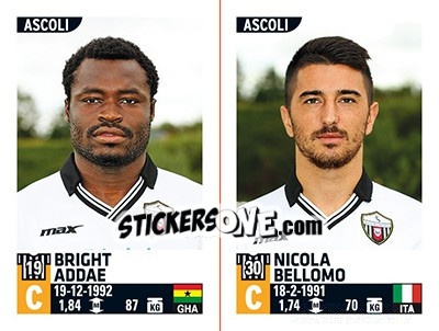 Sticker Bright Addae / Nicola Bellomo - Calciatori 2015-2016 n. 591 - Panini