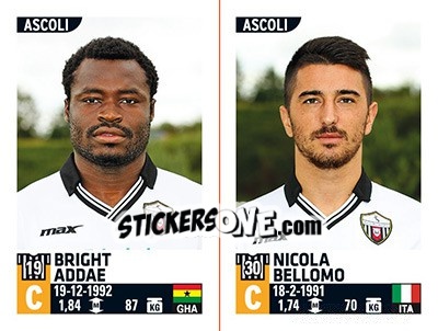 Cromo Bright Addae / Nicola Bellomo - Calciatori 2015-2016 - Panini