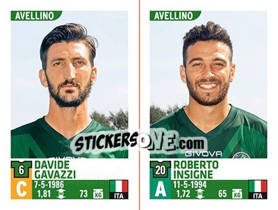 Figurina Davide Gavazzi / Roberto Insigne - Calciatori 2015-2016 - Panini